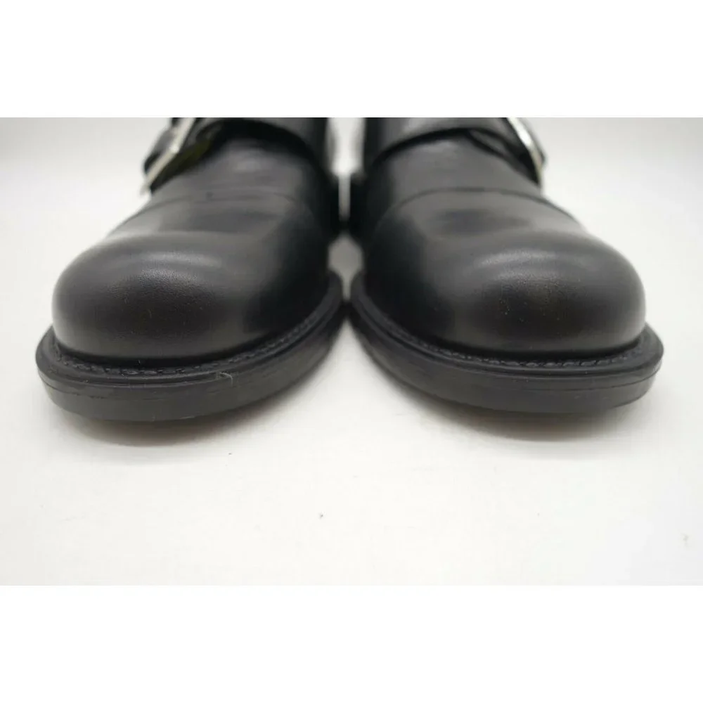 Nine West Black Leather Double Buckle Platform Shoes
